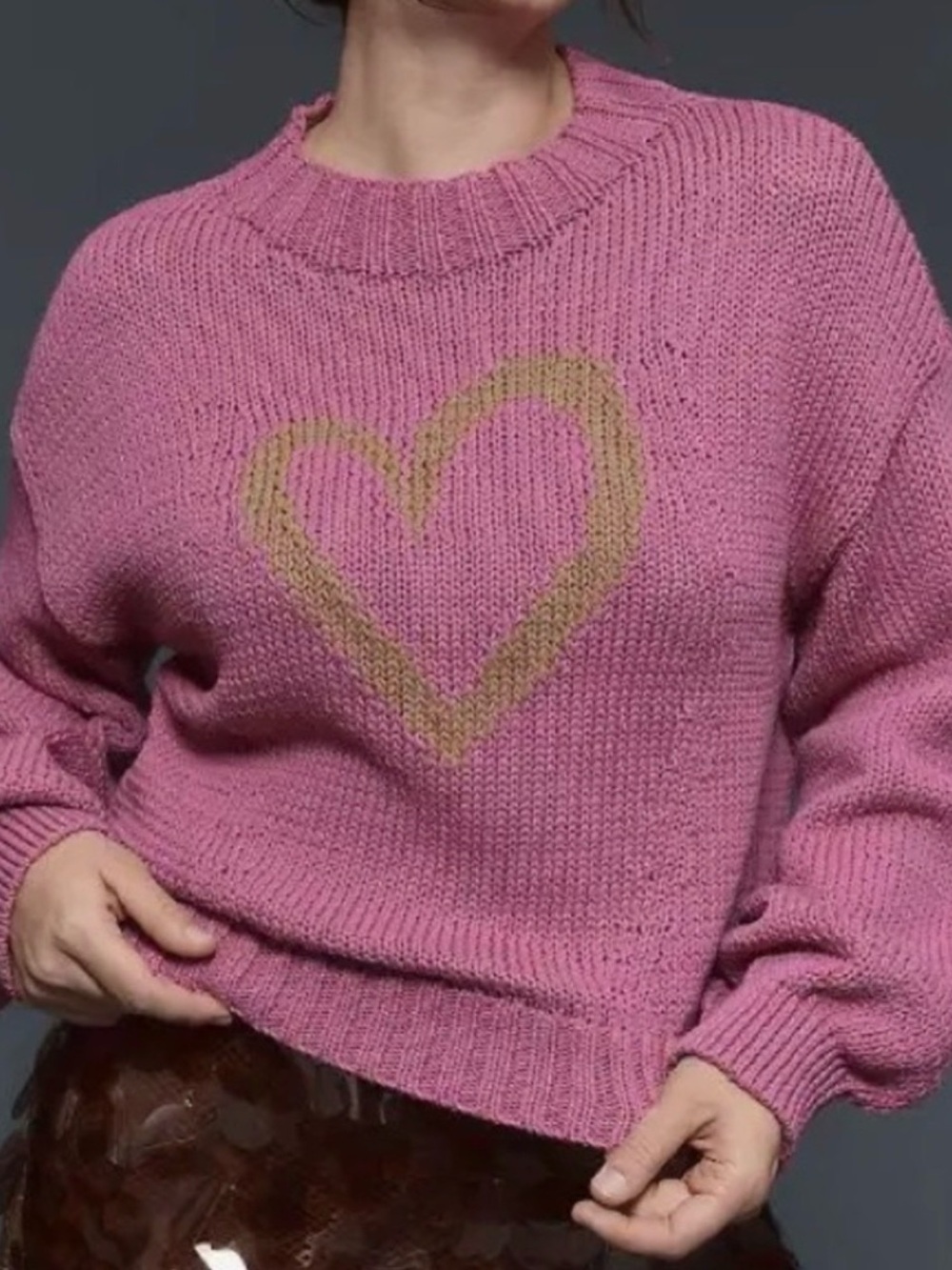 Maeve Pink Sweater with Gold Heart